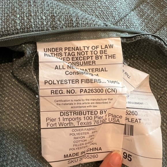 Pier 1 Pillow Case Cover With Button Accents Coastal Blue - Picture 6 of 10